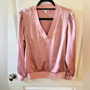 Express Elegant Pink V-Neck Women's Top